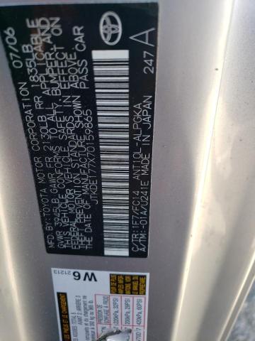 JTKDE177X70159865 - 2007 TOYOTA SCION TC 银色 照片 12