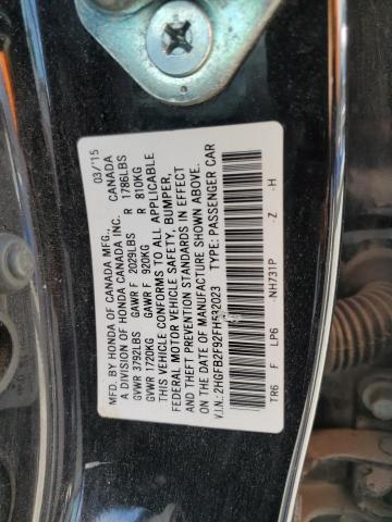 2HGFB2F92FH532023 - 2015 HONDA CIVIC EXL BLACK photo 12