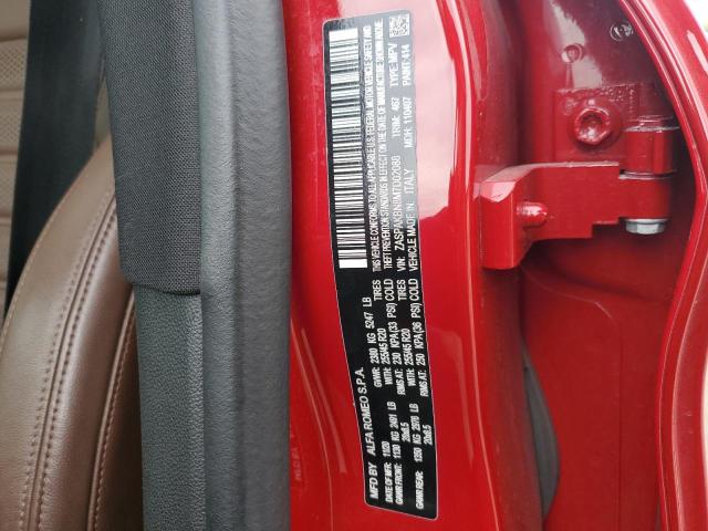 ZASPAKBN8M7D02088 - 2021 ALFA ROMEO STELVIO TI RED photo 13