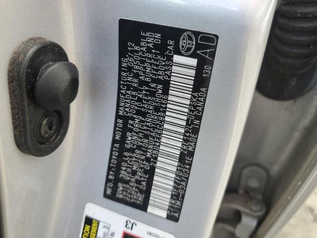 2T1BU4EE6CC881466 - 2012 TOYOTA COROLLA BASE 银色 照片 12