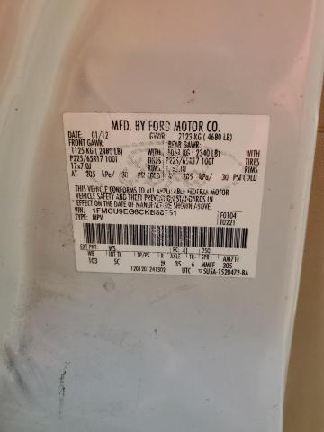 1FMCU9EG6CKB88751 - 2012 FORD ESCAPE LIMITED თეთრი ფოტო 14