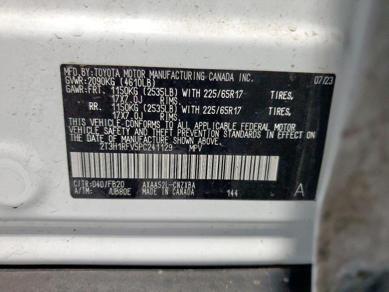 2T3H1RFV5PC241129 - 2023 TOYOTA RAV4 LE WHITE photo 13