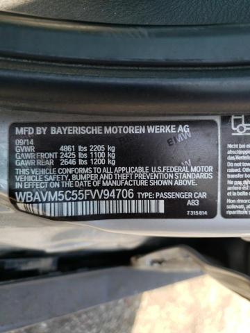 WBAVM5C55FVV94706 - 2015 BMW X1 XDRIVE35I SILVER photo 10