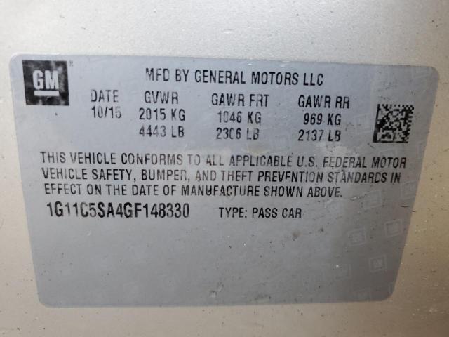 1G11C5SA4GF148330 - 2016 CHEVROLET MALIBU LIM LT 奶油色 照片 12