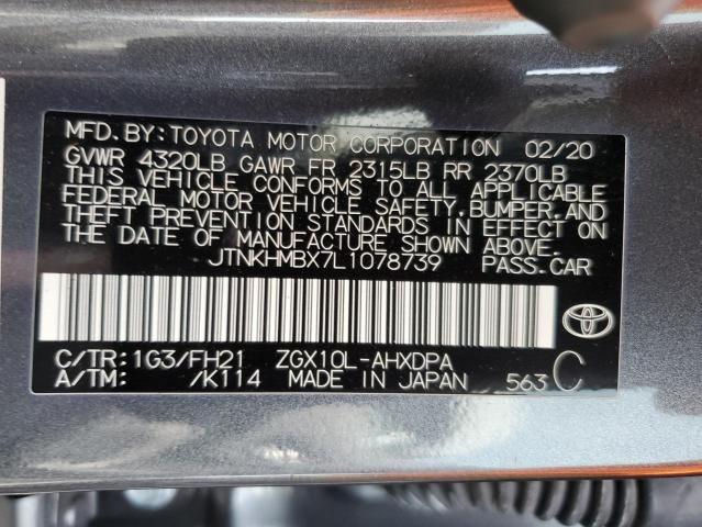 JTNKHMBX7L1078739 - 2020 TOYOTA C-HR XLE GRAY photo 14