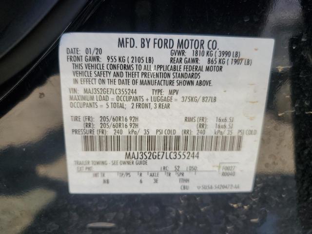 MAJ3S2GE7LC355244 - 2020 FORD ECOSPORT SE RED photo 12