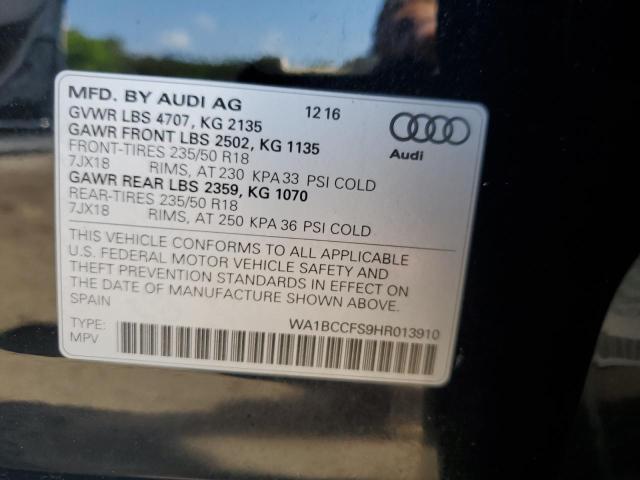 WA1BCCFS9HR013910 - 2017 AUDI Q3 PREMIUM BLACK photo 13