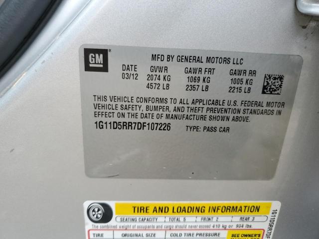 1G11D5RR7DF107226 - 2013 CHEVROLET MALIBU 1LT SILVER photo 12