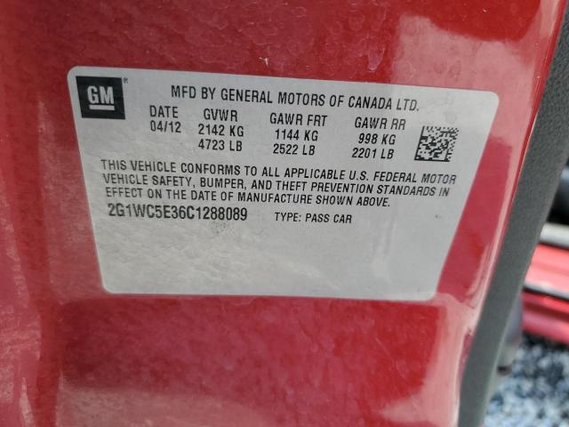 2G1WC5E36C1288089 - 2012 CHEVROLET IMPALA LTZ RED photo 12