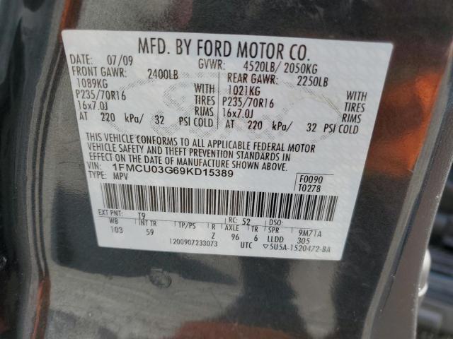 1FMCU03G69KD15389 - 2009 FORD ESCAPE XLT GRAY photo 13