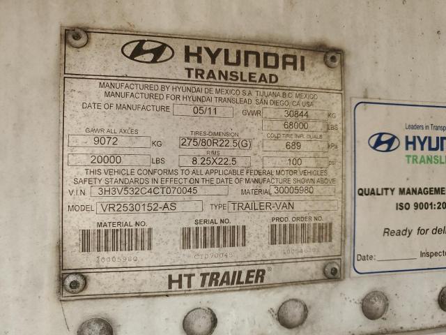 3H3V532C4CT070045 - 2012 HYTR TRAILER WHITE photo 10