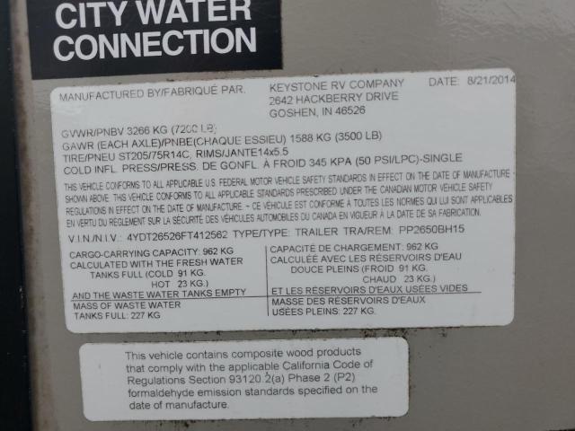 4YDT26526FT412562 - 2015 KEYSTONE PASSPORT BEIGE photo 10