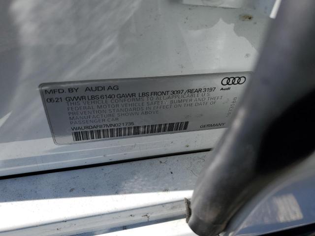 WAU8DAF87MN021735 - 2021 AUDI A8 L WHITE photo 13