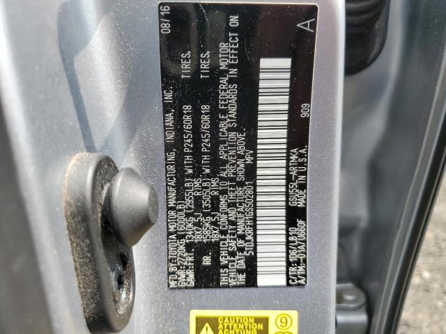 5TDJKRFH1GS502801 - 2016 TOYOTA HIGHLANDER XLE Արծաթագույն լուսանկար 13