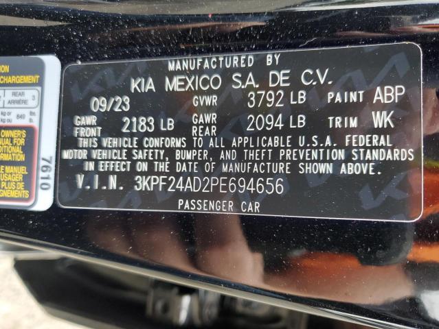 3KPF24AD2PE694656 - 2023 KIA FORTE LX BLACK photo 12