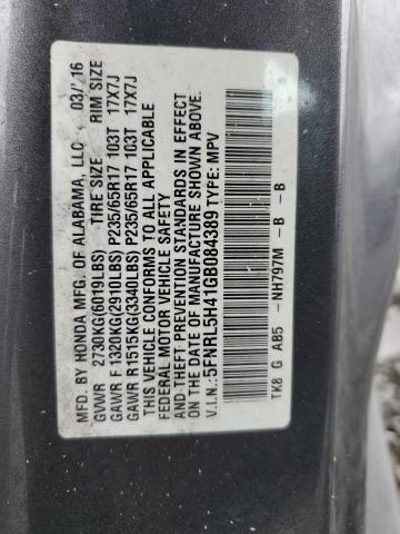 5FNRL5H41GB084389 - 2016 HONDA ODYSSEY EX GRAY photo 13