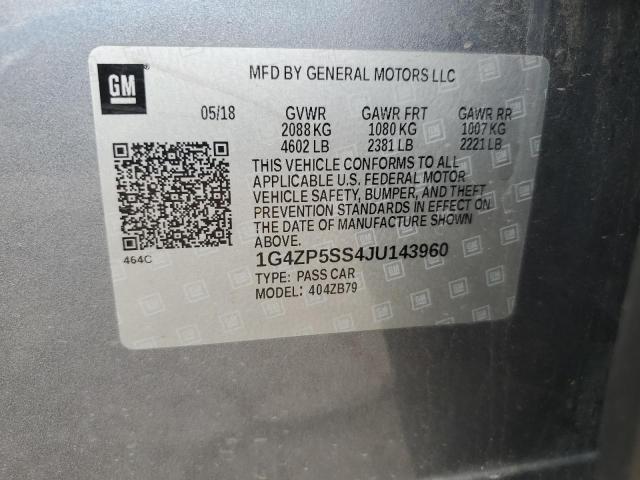 1G4ZP5SS4JU143960 - 2018 BUICK LACROSSE ESSENCE GRAY photo 12