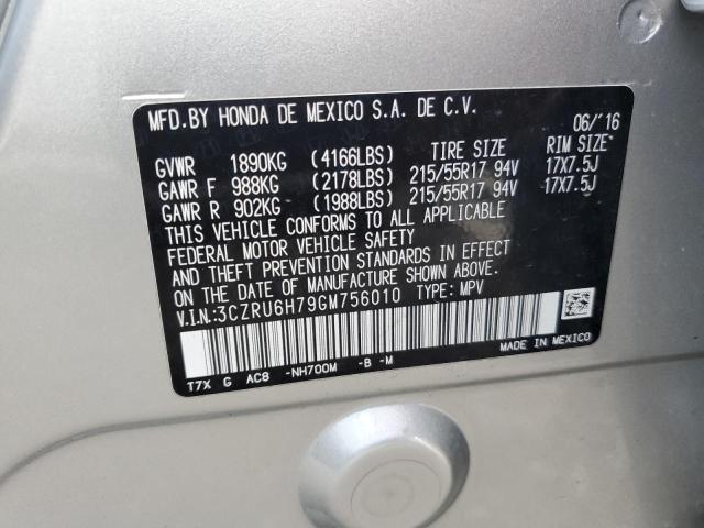 3CZRU6H79GM756010 - 2016 HONDA HR-V EXL SILVER photo 13