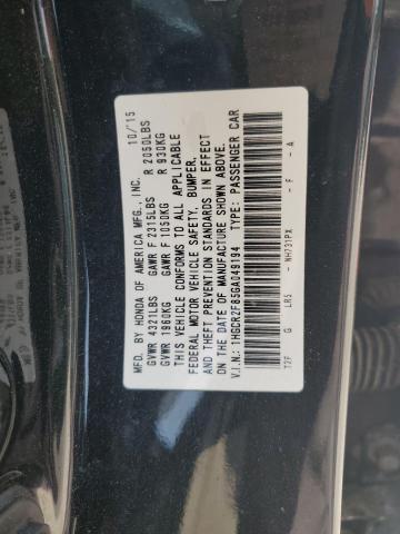 1HGCR2F85GA049194 - 2016 HONDA ACCORD EXL BLACK photo 12