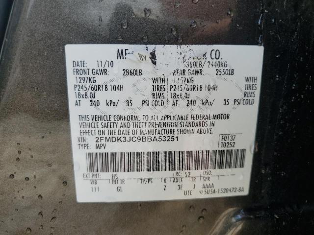 2FMDK3JC9BBA53251 - 2011 FORD EDGE SEL CHARCOAL photo 13