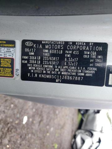 KNDMB5C11J6367887 - 2018 KIA SEDONA LX SILVER photo 13