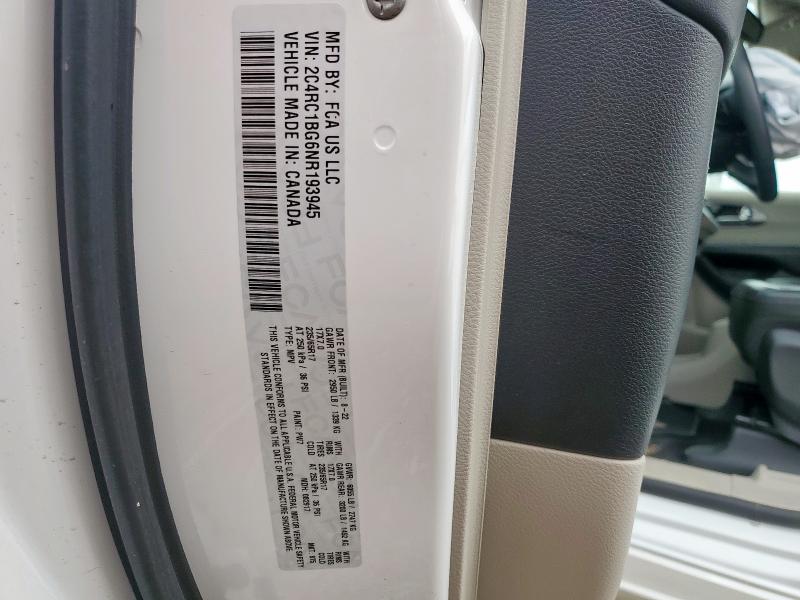 2C4RC1BG6NR193945 - 2022 CHRYSLER PACIFICA TOURING L WHITE photo 13