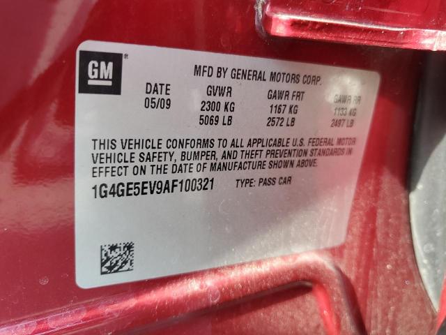 1G4GE5EV9AF100321 - 2010 BUICK LACROSSE CXS BURGUNDY photo 12