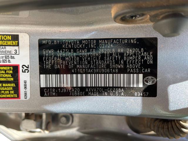 4T1G11AK9RU906148 - 2024 TOYOTA CAMRY SE NIGHT SHADE SILVER photo 10