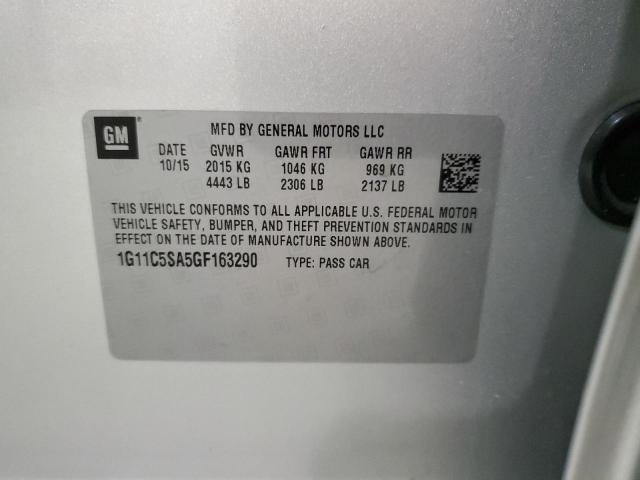 1G11C5SA5GF163290 - 2016 CHEVROLET MALIBU LIM LT SILVER photo 12