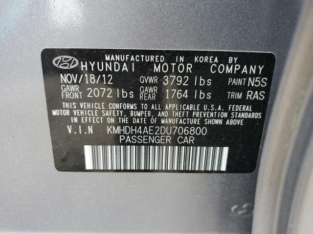 KMHDH4AE2DU706800 - 2013 HYUNDAI ELANTRA GLS SILVER photo 13