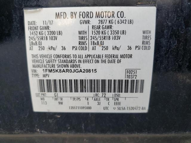 1FM5K8AR0JGA20815 - 2018 FORD EXPLORER POLICE INTERCEPTOR 黑色 照片 13