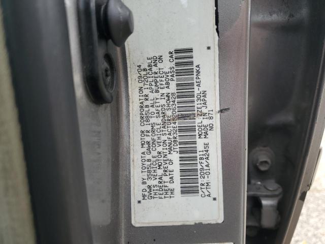 JTDBR32E452063428 - 2005 TOYOTA COROLLA CE SILVER photo 12