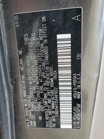 5TBDT44115S481022 - 2005 TOYOTA TUNDRA DOUBLE CAB SR5 GRAY photo 12