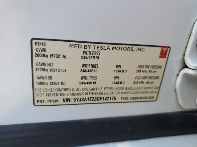 5YJSA1E28GF142176 - 2016 TESLA MODEL S თეთრი ფოტო 13
