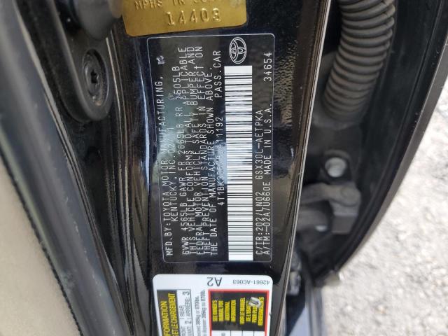 4T1BK3DB7BU411192 - 2011 TOYOTA AVALON BASE BLACK photo 12