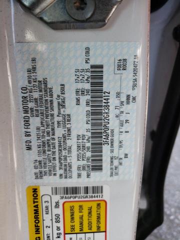 3FA6P0PU2GR384412 - 2016 FORD FUSION SE PHEV WHITE photo 13