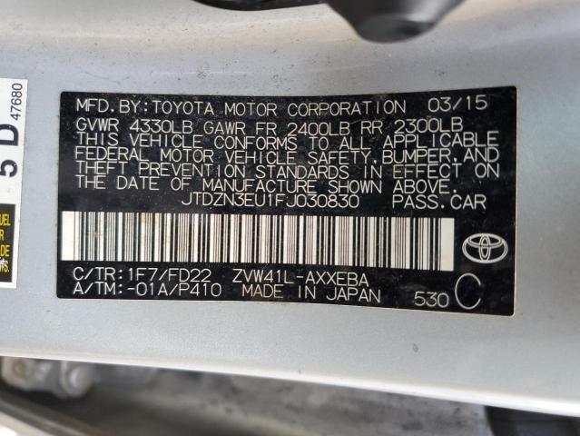 JTDZN3EU1FJ030830 - 2015 TOYOTA PRIUS V SILVER photo 13