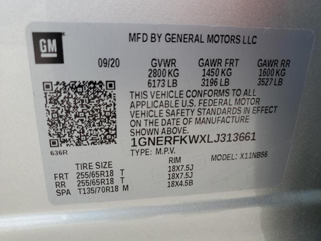 1GNERFKWXLJ313661 - 2020 CHEVROLET TRAVERSE LS SILVER photo 13