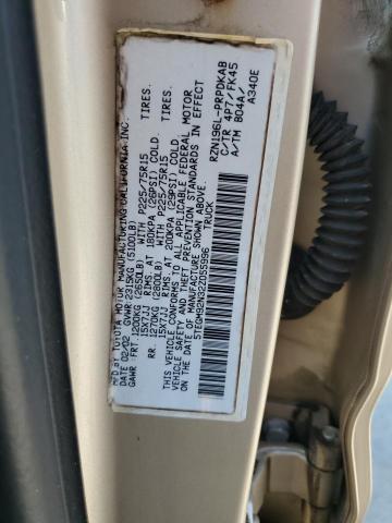 5TEGM92N32Z055996 - 2002 TOYOTA TACOMA DOUBLE CAB PRERUNNER GOLD photo 12