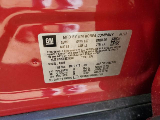 KL4CJFSB3EB535020 - 2014 BUICK ENCORE CONVENIENCE 栗色 照片 13