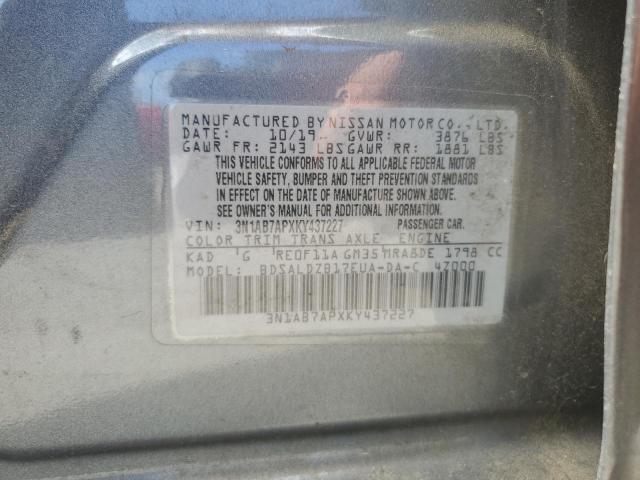 3N1AB7APXKY437227 - 2019 NISSAN SENTRA S GRAY photo 12