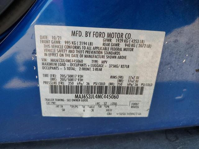 MAJ6S3JL4MC445060 - 2021 FORD ECOSPORT SES BLUE photo 13