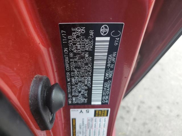 JTDKARFU4J3545199 - 2018 TOYOTA PRIUS RED photo 12