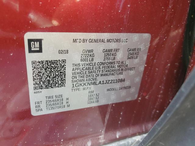 1GKKNMLA1JZ211084 - 2018 GMC ACADIA SLT-1 栗色 照片 13