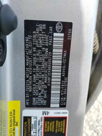 4T4BF3EK8BR095729 - 2011 TOYOTA CAMRY BASE ვერცხლისფერი ფოტო 13