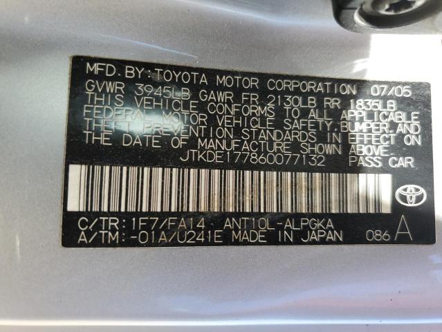 JTKDE177860077132 - 2006 TOYOTA SCION TC 银色 照片 12