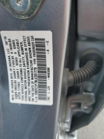 19XFC1F78LE201779 - 2020 HONDA CIVIC EXL SILVER photo 12