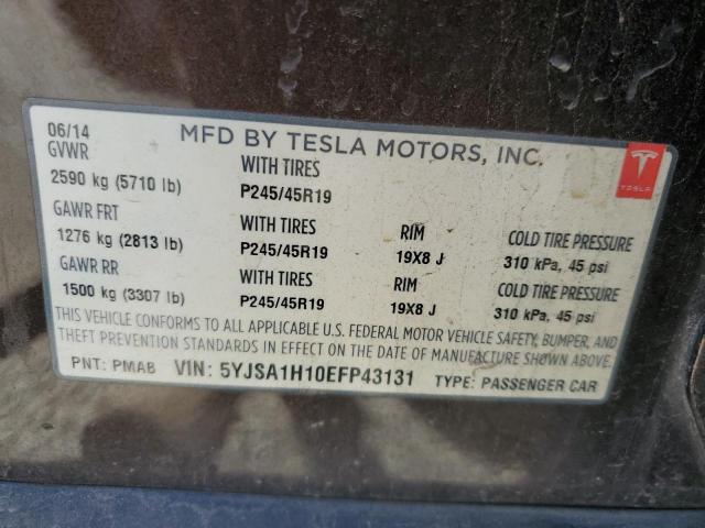 5YJSA1H10EFP43131 - 2014 TESLA MODEL S BROWN photo 12