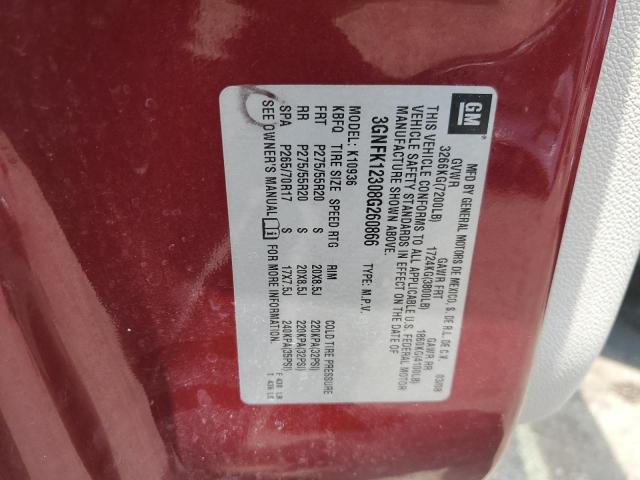 3GNFK12308G260866 - 2008 CHEVROLET AVALANCHE K1500 RED photo 12