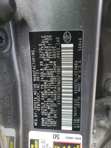 4T1H31AK1NU571962 - 2022 TOYOTA CAMRY LE SILVER photo 12